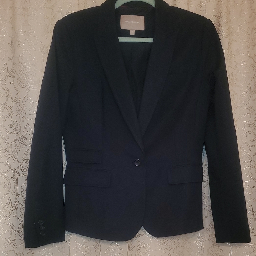 Banana Republic Women's Navy Single-Button Blazer